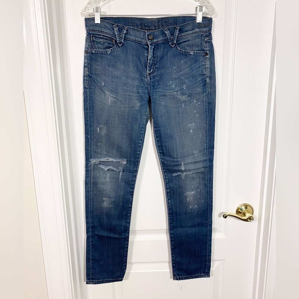 Goldsign Frontier Distressed Mid Rise Ankle Jeans USA MADE Size 28